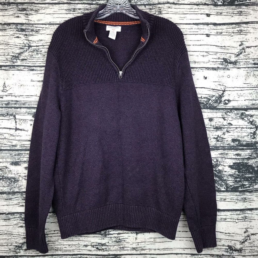 DOCKERS Plum Quarter Zip Pullover Sweater
